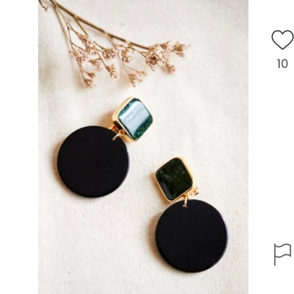 NWOT Sézane Henry Black and Green Earrings
